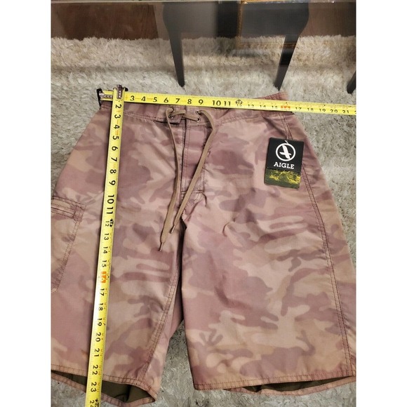 Aigle Army Fatigue Camouflage Cargo Logo Print Pull On Swimwear Shorts M - Picture 9 of 10